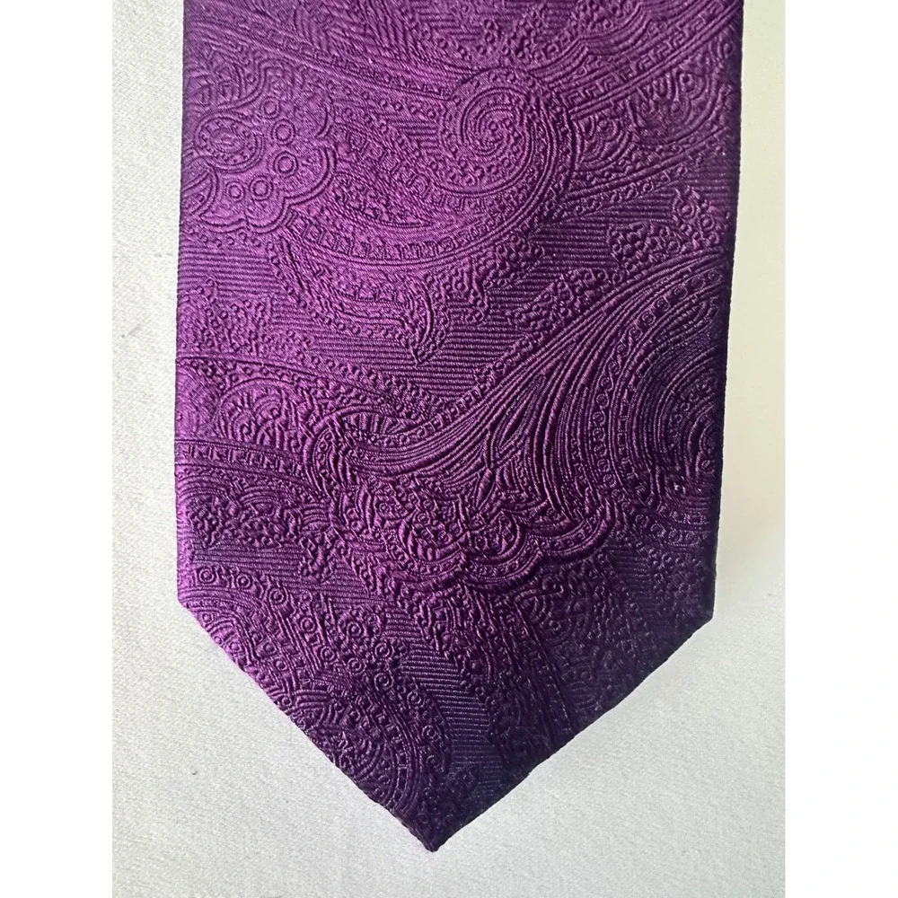 Jos A Bank Signature Collection Purple Silk Tie Lot of‎ 3 Paisley Geometric Mens